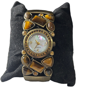 Quartz Women's Watch with Brown and Gold Accents #1004